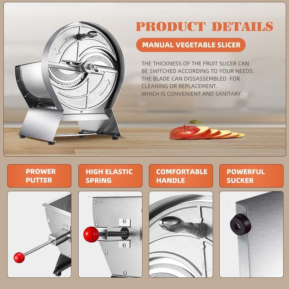 Commercial Manual Vegetable Fruit Slicer, Adjustable 0mm-15mm Thickness - Septree