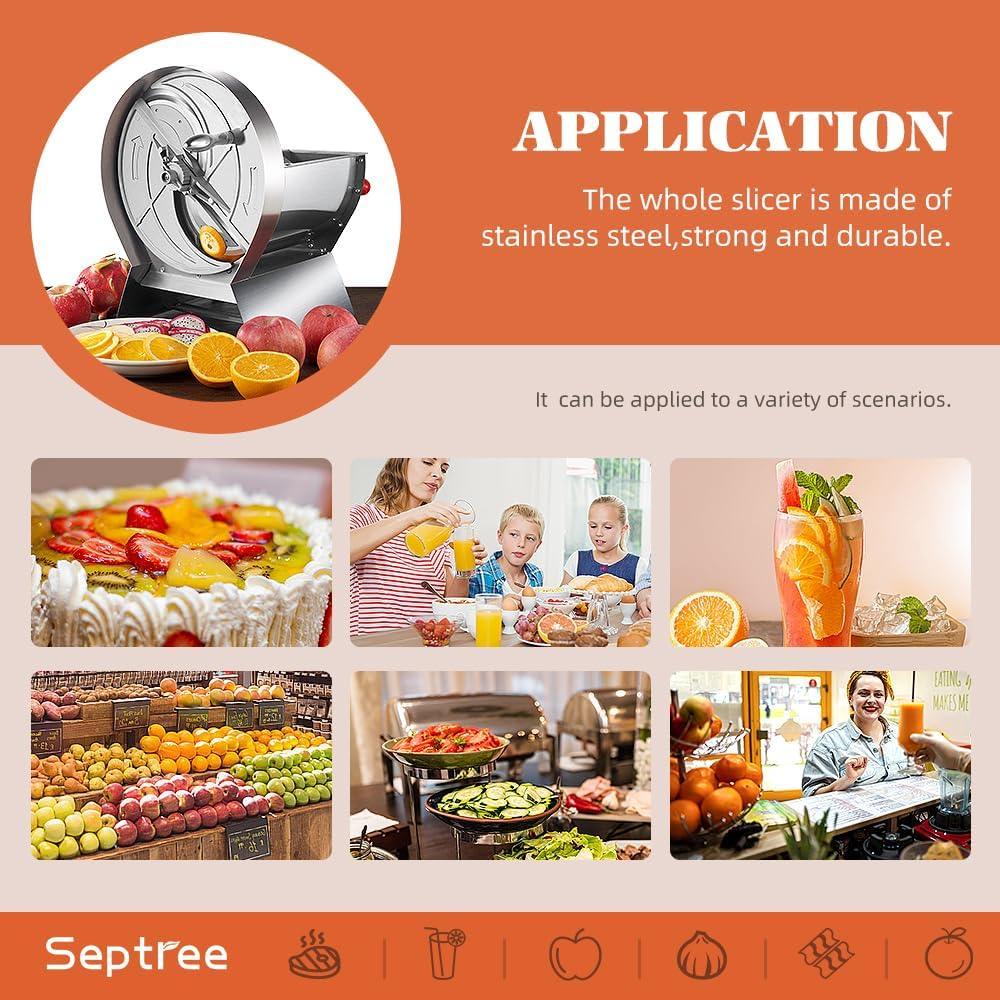 Commercial Manual Vegetable Fruit Slicer, Adjustable 0mm-15mm Thickness - Septree