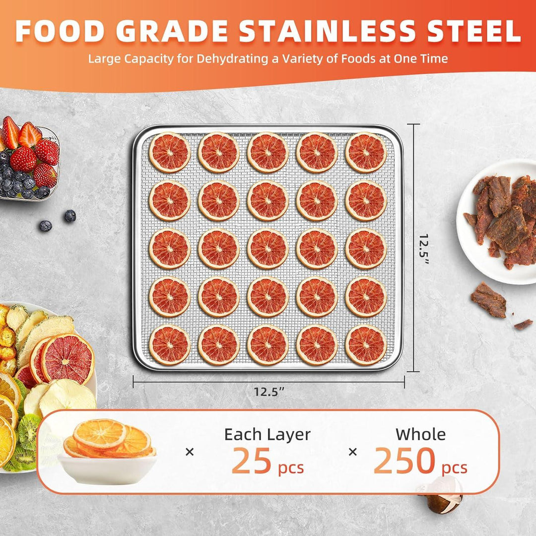 Septree Food Dehydrator for Jerky 800 Watts, 8.8ft²- 10 Stainless Steel Trays Countertop Food Dryer Machine - Septree