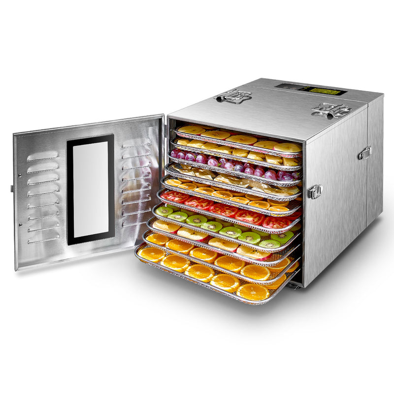 Máquina secadora de acero inoxidable deshidratador de alimentos de 10 bandejas