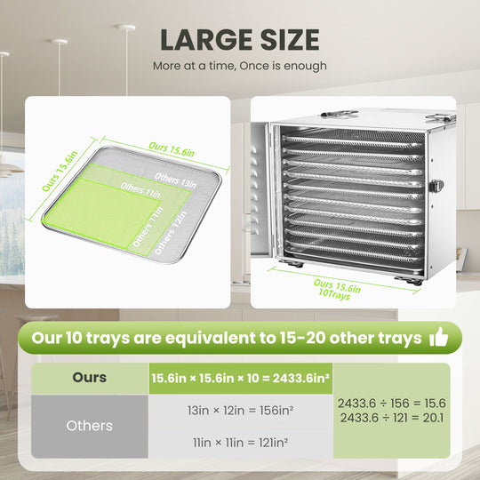 Septree™ 10 Trays Stainless Steel Best Food Dehydrator For Jerky