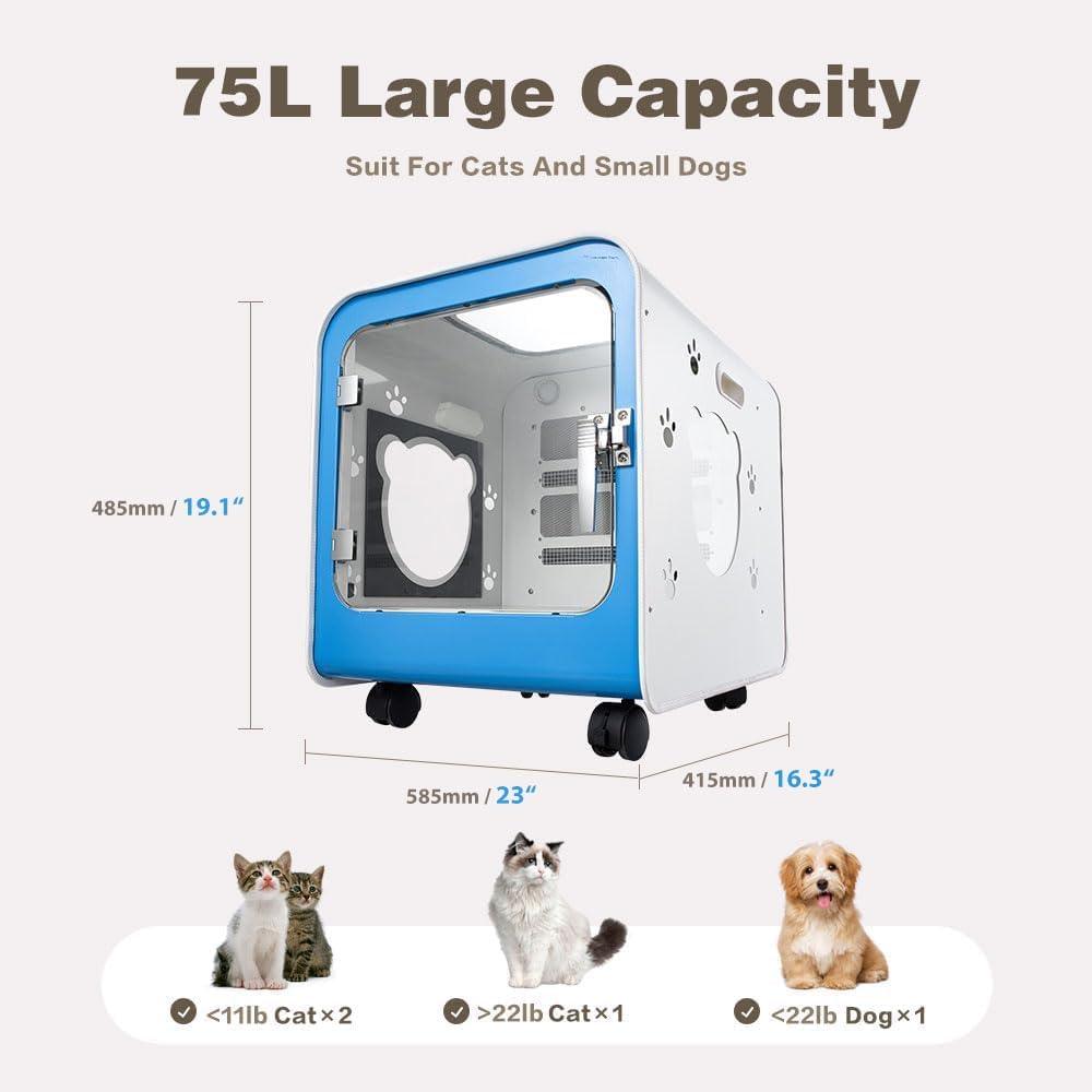 Automatic Pet Hair Dryer Box for Pet 75L Large Capacity Septree