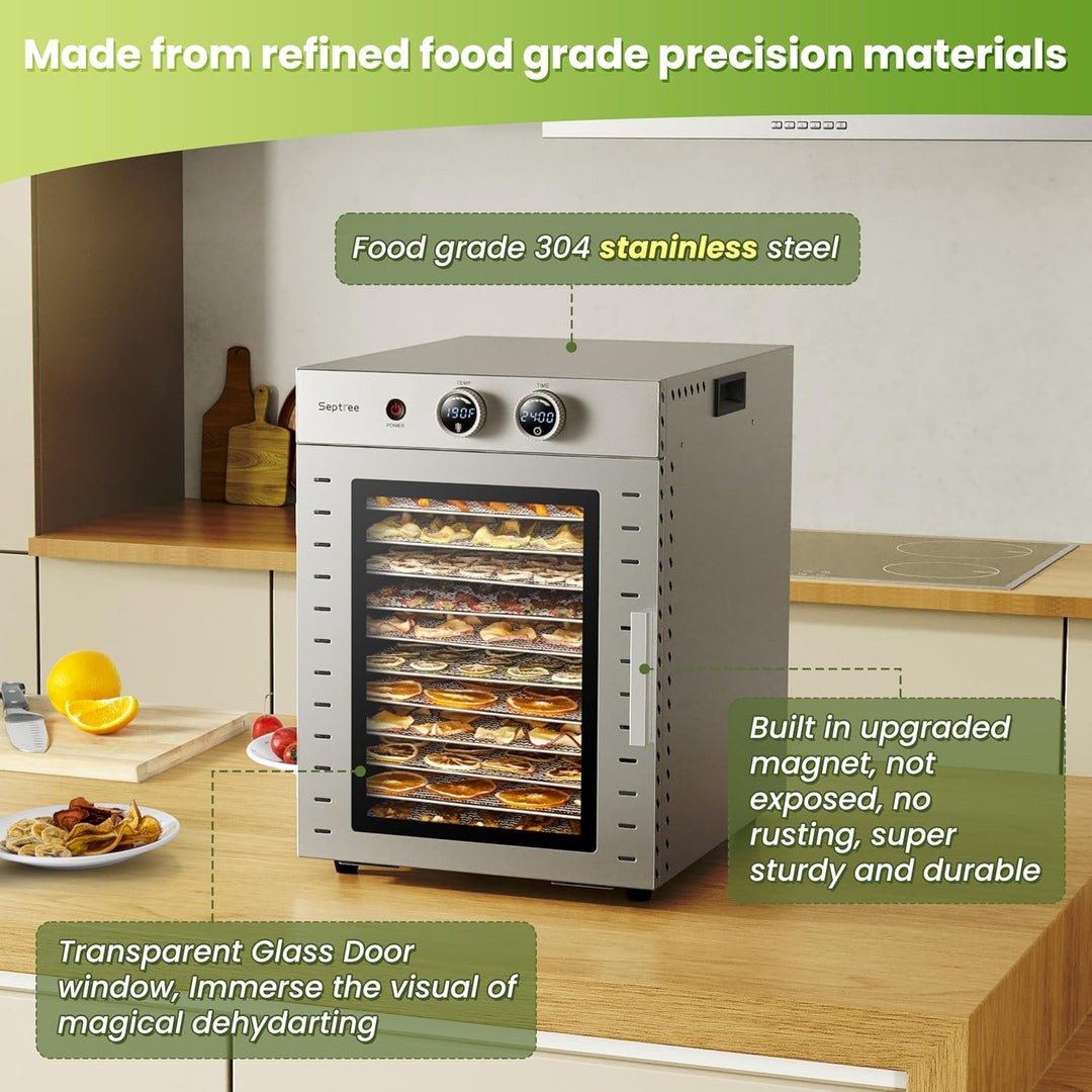 12 Tray Stainless Steel Food Dehydrator for Fruit Jerky and Meat