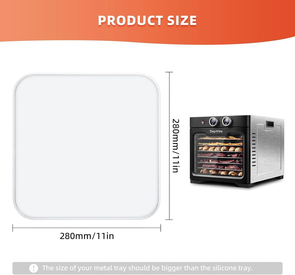 Silicone Dehydrator Trays with Edge, Dehydrator Accessories, 4Pack BPA-Free Fruit Roll Sheets, Used for Dehydrated Food, Fruit Leather, Jerky, Herbs, Meat, Mushroom, Swiss Rolls,11" x 11" - Septree