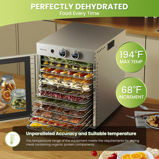 12 Tray Stainless Steel Food Dehydrator for Fruit Jerky and Meat