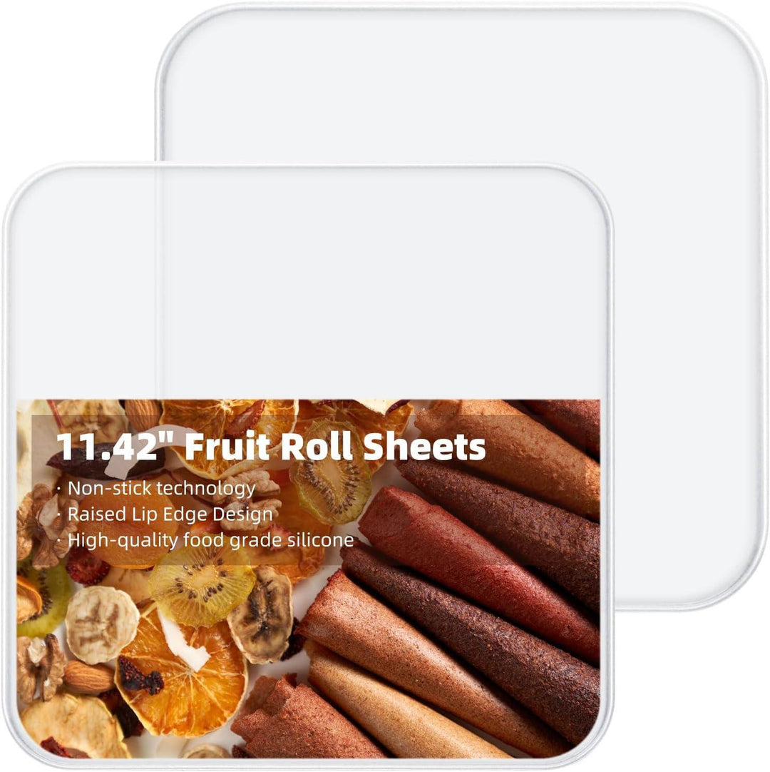 Septree Silicone Dehydrator Trays with Edge, Dehydrator Accessories, 2 Packs BPA-Free Fruit Roll Sheets, 11" x 11" - Septree