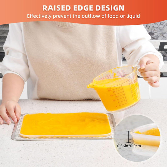 Silicone Dehydrator Trays with Edge, Dehydrator Accessories, 4Pack BPA-Free Fruit Roll Sheets, Used for Dehydrated Food, Fruit Leather, Jerky, Herbs, Meat, Mushroom, Swiss Rolls,11" x 11" - Septree