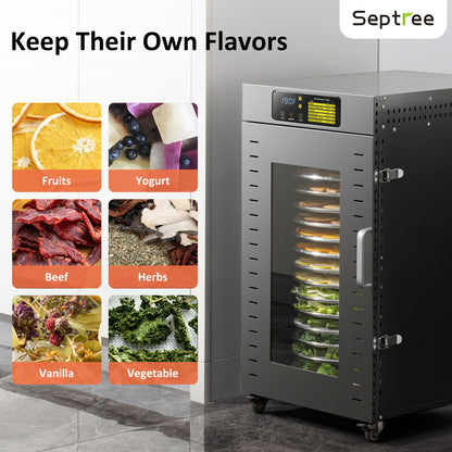 360 Rotating Dehydrator 16 Trays, Explosive New Product , 1500W, 120V/60Hz, Commercial Large Capacity Auto-Rotate Food Dryer Machine with Timer, for Beef Jerky Herbs Dog Treats