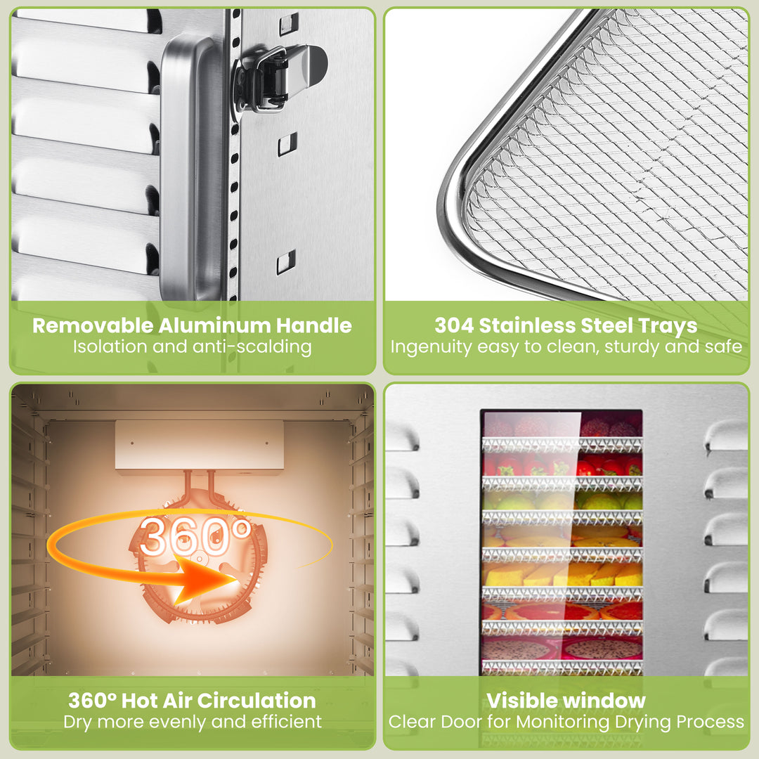 Septree™ 10 Trays Stainless Steel Best Food Dehydrator For Jerky