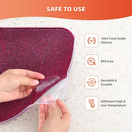 Silicone Dehydrator Trays with Edge, Dehydrator Accessories, 4Pack BPA-Free Fruit Roll Sheets, Used for Dehydrated Food, Fruit Leather, Jerky, Herbs, Meat, Mushroom, Swiss Rolls,11" x 11" - Septree