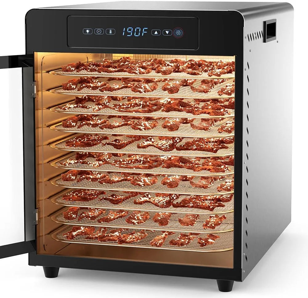 Septree™ 10 Trays Electric Food Dehydrator, 800 Watts, 8.8ft²- 10 Stainless Steel Trays