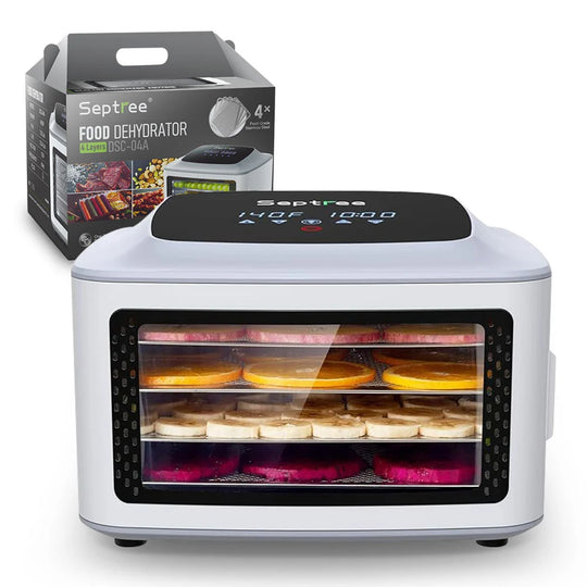 4 Stainless Steel Trays Compact Food Dehydrator, With Digital Timer | 190F Temperature Control, Perfect For Chirstmas Gift - Septree