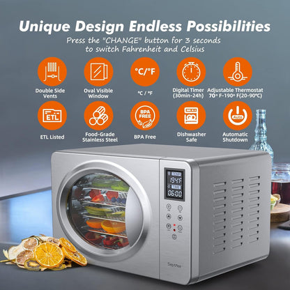 Máquina secadora deshidratadora de alimentos con 6 bandejas de acero inoxidable