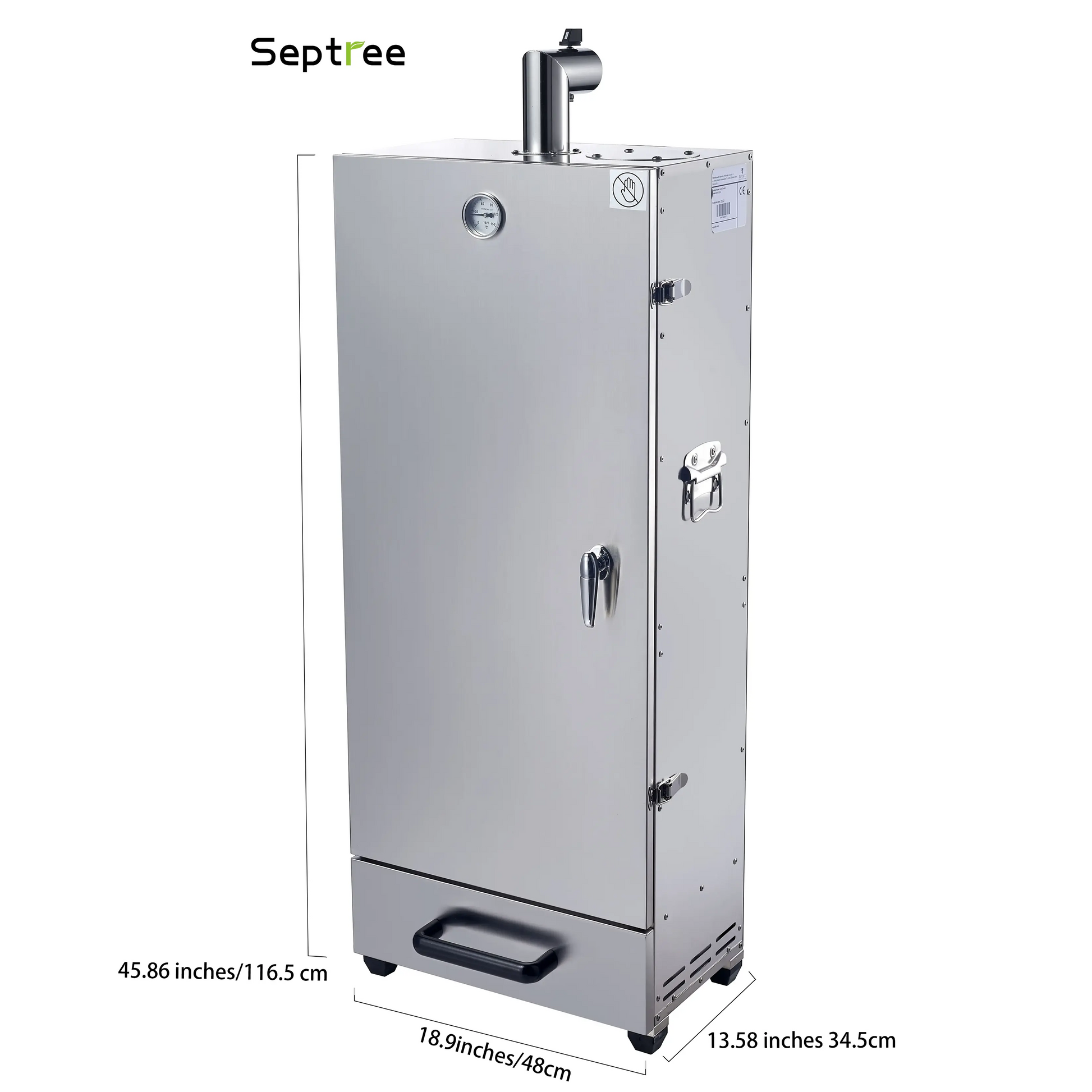 Vertical Charcoal Smoker, With Stainless Steel and Thermometer, 6 Racks Smoker Grill, 107L cooking space for Party, Home BBQ, Turkey, Salmon - Septree