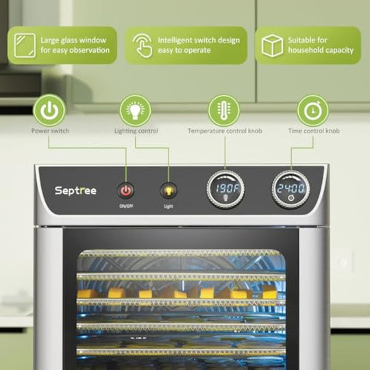 Septree™ 8-Tray Deluxe Food Dehydrator for Jerky, Herbs, Veggies