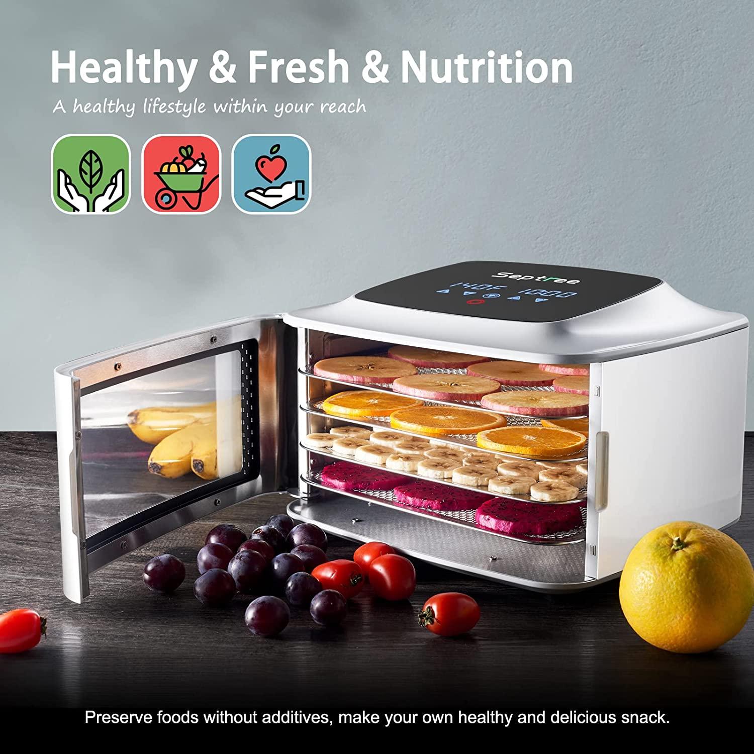 SEPTREE 110V US Stainless Steel Fruit Dehydrator Home Fruit Vegetable Dryer 1000W