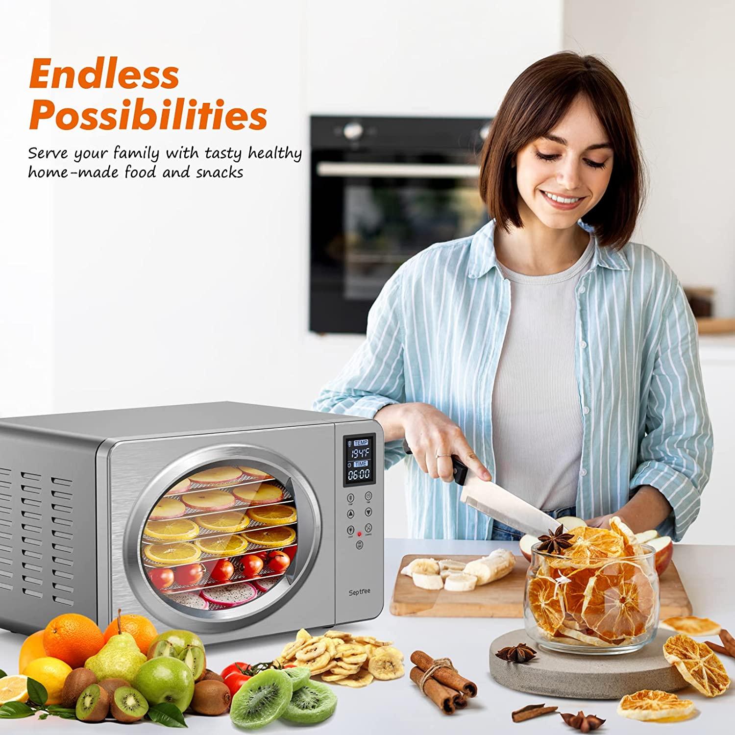 Fruit dryer, Stainless Steel Food Dehydrator with Large Capacity  Intelligent Temperature and Time Control with Powerful Drying Capacity for  Fruits
